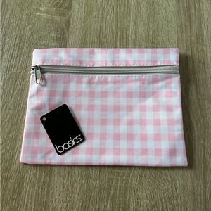 NWT … BASICS “Pink Checkered” Cosmetic / Makeup Bag